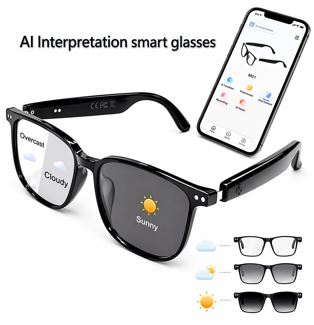 AI Interpretation Smart Glasses   Language Translation, Photochromic Lenses, AI Chat & Hands-Free Audio